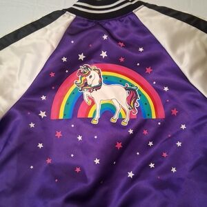365 Kids by Garanimals unicorn bomber jacket with a rainbow patch. 